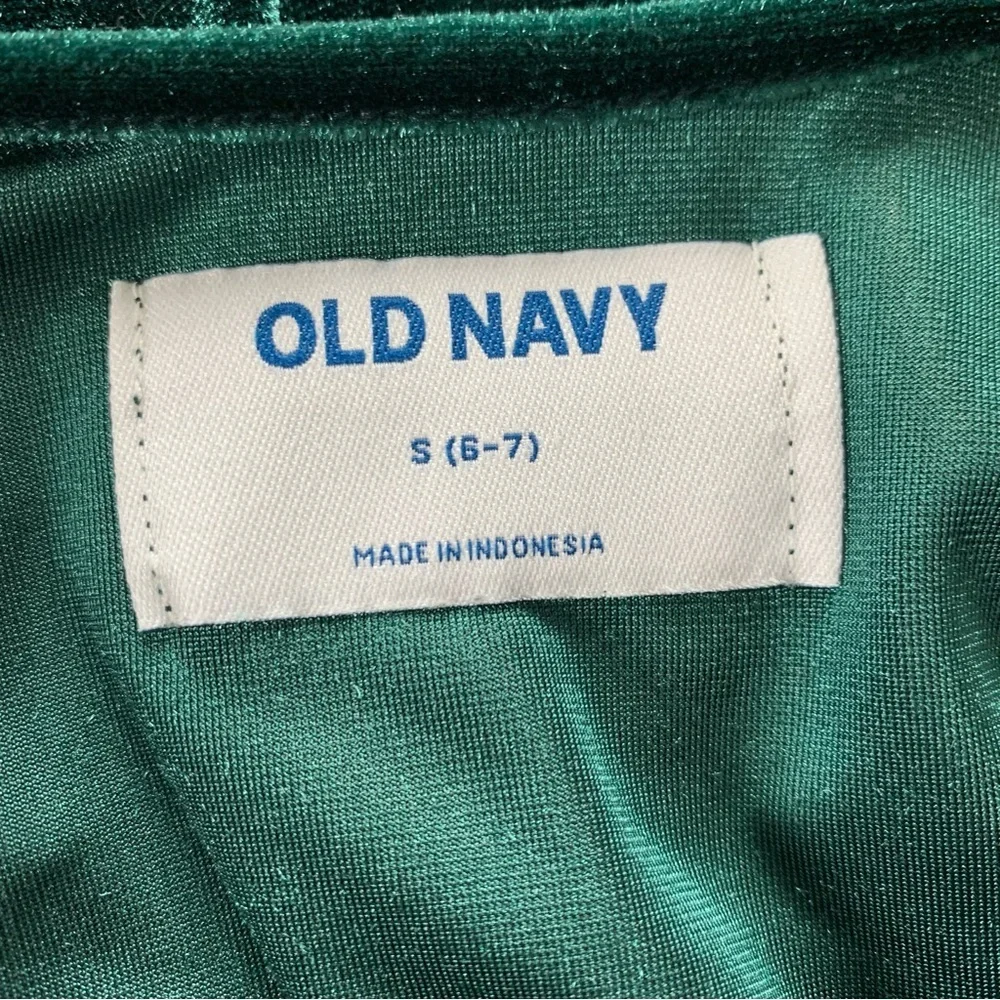 Old Navy Green Velour Long Sleeve Dress Holiday Girl’s S (6-7) Stretch